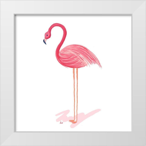 Flamingo Walk IV White Modern Wood Framed Art Print by Metz, Andi