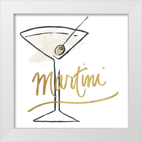 Martini White Modern Wood Framed Art Print by SD Graphics Studio