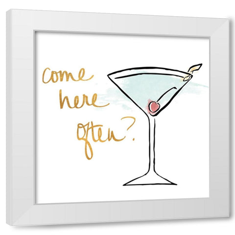 Come Here Often? White Modern Wood Framed Art Print by SD Graphics Studio