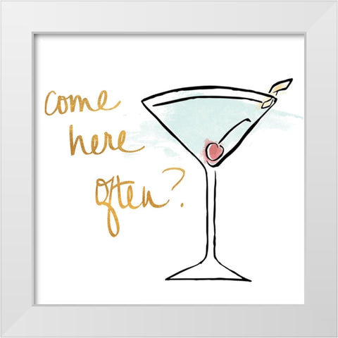 Come Here Often? White Modern Wood Framed Art Print by SD Graphics Studio