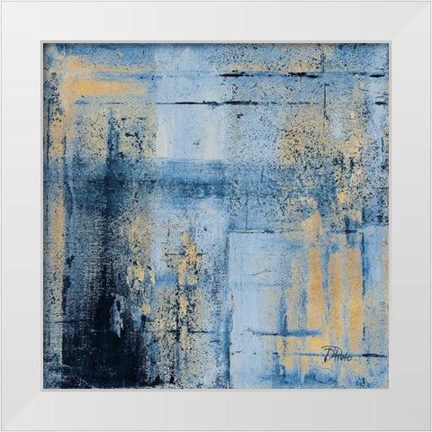 Golden Blues II White Modern Wood Framed Art Print by Pinto, Patricia