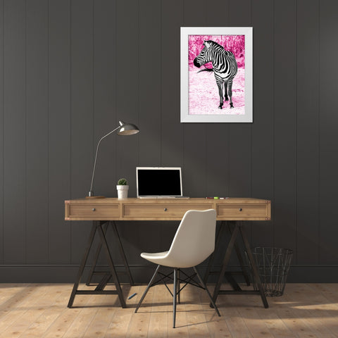 Zebra Set Free White Modern Wood Framed Art Print by Peck, Gail