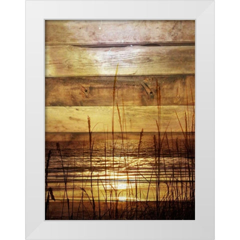 By The Grass Sunset Wood White Modern Wood Framed Art Print by Peck, Gail