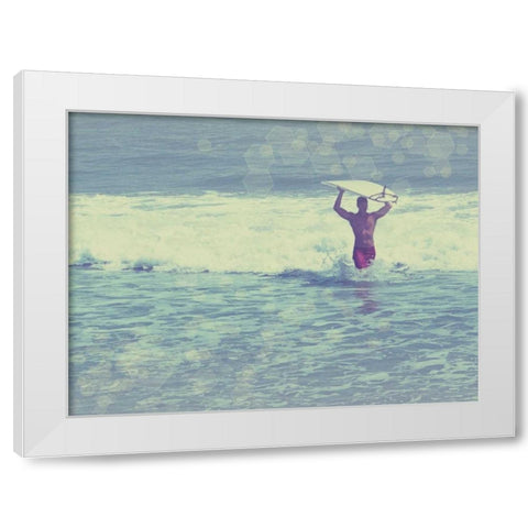 Surfer White Modern Wood Framed Art Print by Peck, Gail