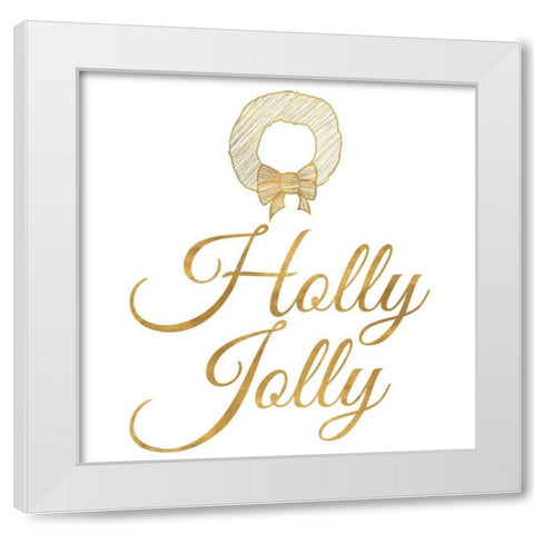 Golden Christmas II White Modern Wood Framed Art Print by SD Graphics Studio
