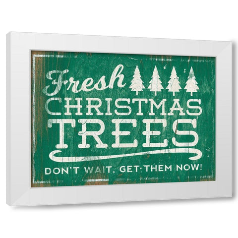 Holiday Wooden Signs I White Modern Wood Framed Art Print by SD Graphics Studio