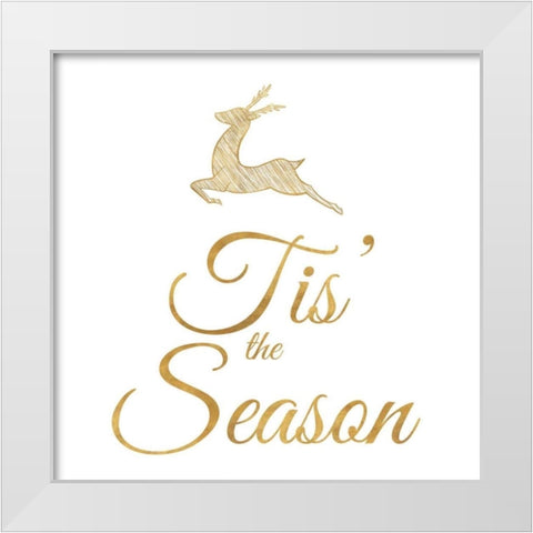 Golden Christmas I White Modern Wood Framed Art Print by SD Graphics Studio