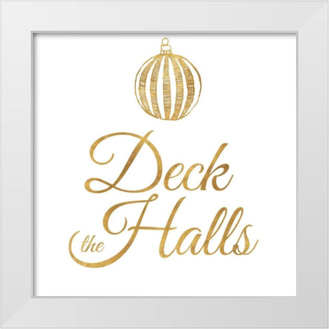 Golden Christmas IV White Modern Wood Framed Art Print by SD Graphics Studio