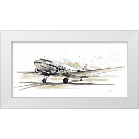 DC3 Airplane White Modern Wood Framed Art Print by Pinto, Patricia