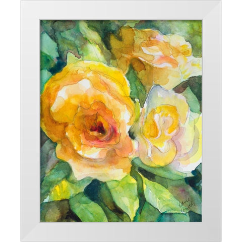 Yellow Roses Garden White Modern Wood Framed Art Print by Loreth, Lanie