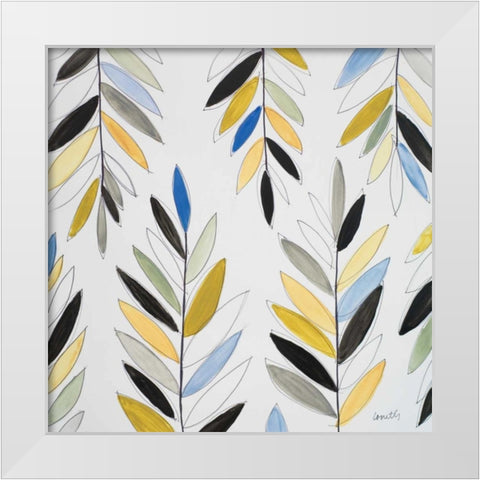 Kesa Leaves in Blue White Modern Wood Framed Art Print by Loreth, Lanie
