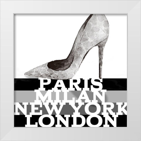 Silver Penthouse Stiletto White Modern Wood Framed Art Print by Loreth, Lanie