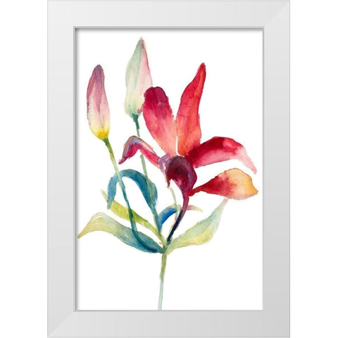 Crimson Paradise Lily White Modern Wood Framed Art Print by Loreth, Lanie