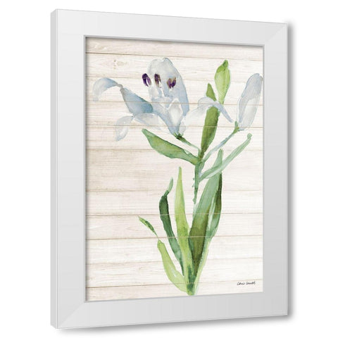 Soft Blue Paradise Lily White Modern Wood Framed Art Print by Loreth, Lanie