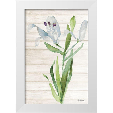 Soft Blue Paradise Lily White Modern Wood Framed Art Print by Loreth, Lanie