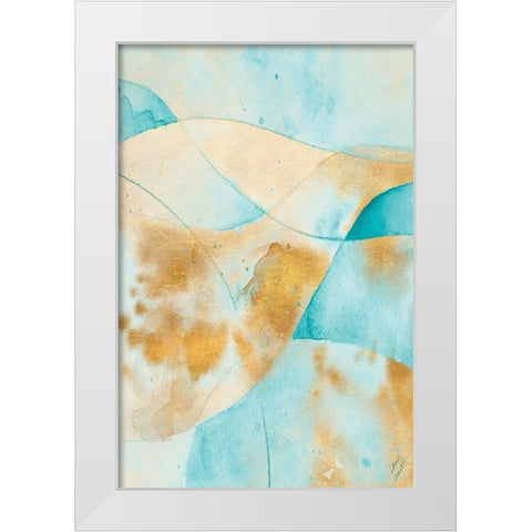 Teal and Gold Fantasy I White Modern Wood Framed Art Print by Loreth, Lanie