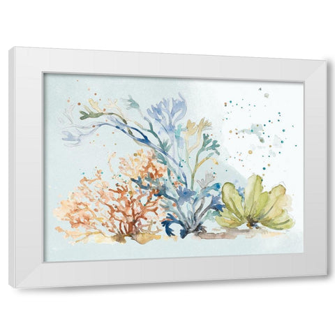 Under The Sea Plants White Modern Wood Framed Art Print by Pinto, Patricia