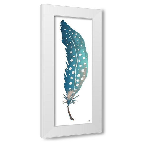 Dotted Blue Feather II White Modern Wood Framed Art Print by Medley, Elizabeth