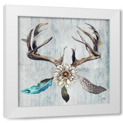 Feathery Antlers I White Modern Wood Framed Art Print by Medley, Elizabeth