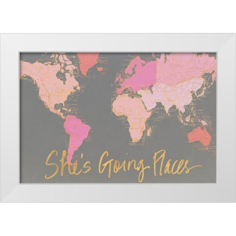 Shes Going Places White Modern Wood Framed Art Print by Medley, Elizabeth