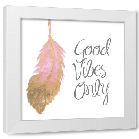 Good Vibes And Smiles II White Modern Wood Framed Art Print by Medley, Elizabeth