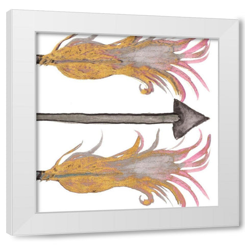 Feathers And Arrows II White Modern Wood Framed Art Print by Medley, Elizabeth