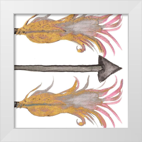 Feathers And Arrows II White Modern Wood Framed Art Print by Medley, Elizabeth