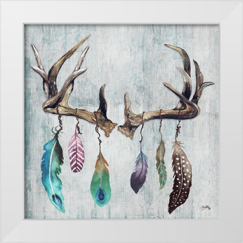 Feathery Antlers II White Modern Wood Framed Art Print by Medley, Elizabeth