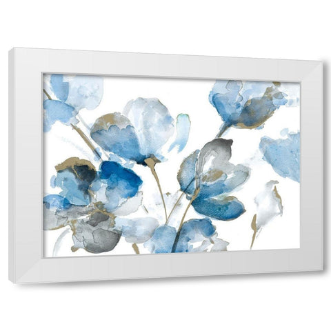 Blue Abstract Floral I White Modern Wood Framed Art Print by Loreth, Lanie