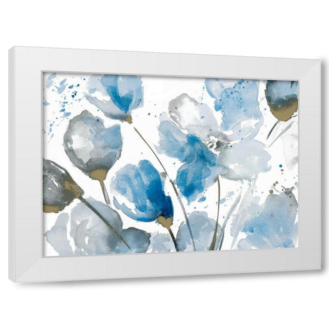 Blue Abstract Floral II White Modern Wood Framed Art Print by Loreth, Lanie