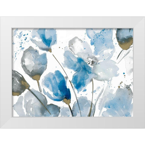 Blue Abstract Floral II White Modern Wood Framed Art Print by Loreth, Lanie