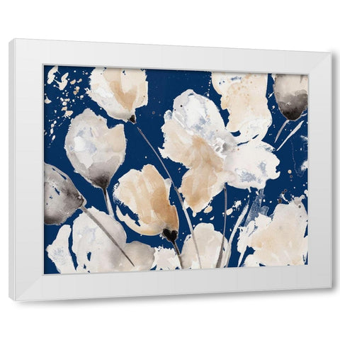 Neutral Floral On Indigo II White Modern Wood Framed Art Print by Loreth, Lanie