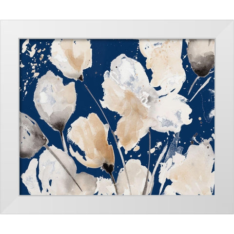 Neutral Floral On Indigo II White Modern Wood Framed Art Print by Loreth, Lanie