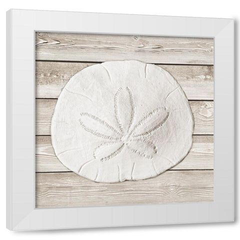 Sand And Sea On Wood Background I White Modern Wood Framed Art Print by Rodriguez, Jairo