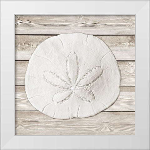 Sand And Sea On Wood Background I White Modern Wood Framed Art Print by Rodriguez, Jairo