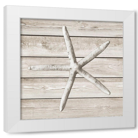 Sand And Sea On Wood  Background II White Modern Wood Framed Art Print by Rodriguez, Jairo