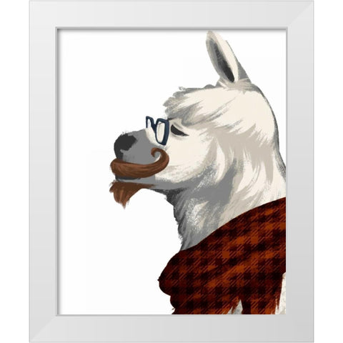 Wise Llama White Modern Wood Framed Art Print by SD Graphics Studio