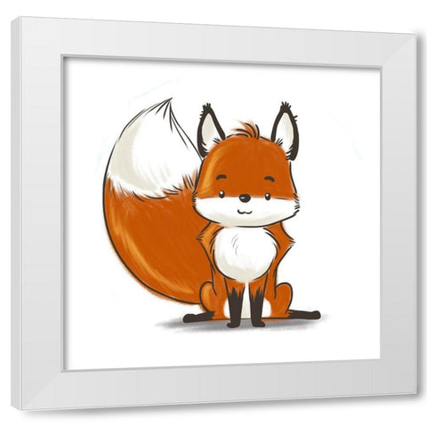 Kids Fox White Modern Wood Framed Art Print by SD Graphics Studio