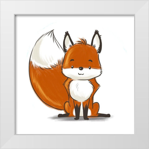 Kids Fox White Modern Wood Framed Art Print by SD Graphics Studio