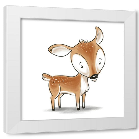 Kids Deer White Modern Wood Framed Art Print by SD Graphics Studio