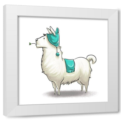 Kids Llama White Modern Wood Framed Art Print by SD Graphics Studio