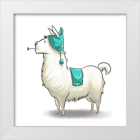 Kids Llama White Modern Wood Framed Art Print by SD Graphics Studio