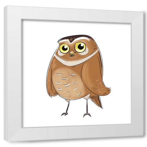 Kids Owl White Modern Wood Framed Art Print by SD Graphics Studio