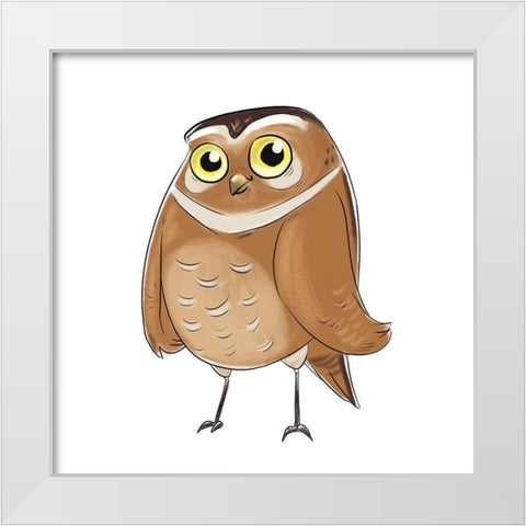 Kids Owl White Modern Wood Framed Art Print by SD Graphics Studio