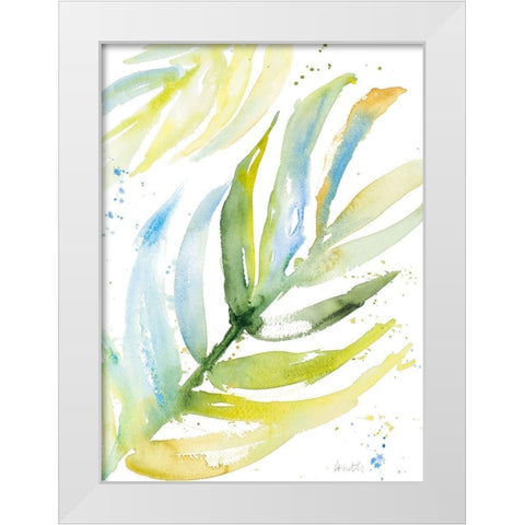 Blue Green Palm Fronds I White Modern Wood Framed Art Print by Loreth, Lanie