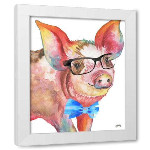 Nerdy Pig White Modern Wood Framed Art Print by Medley, Elizabeth