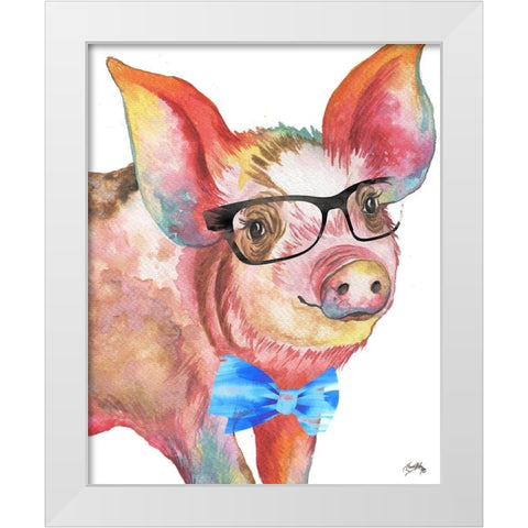 Nerdy Pig White Modern Wood Framed Art Print by Medley, Elizabeth