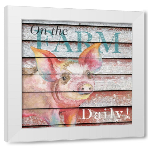 Barn to Farm Pig I White Modern Wood Framed Art Print by Medley, Elizabeth