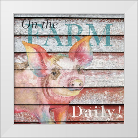 Barn to Farm Pig I White Modern Wood Framed Art Print by Medley, Elizabeth