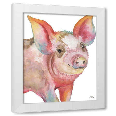 Pig I White Modern Wood Framed Art Print by Medley, Elizabeth
